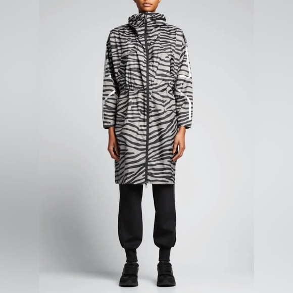 ADIDAS STELLA McCARTNEY Metallic PRINTED rain JACKET SIZE 2XS, hood - Picture 1 of 10